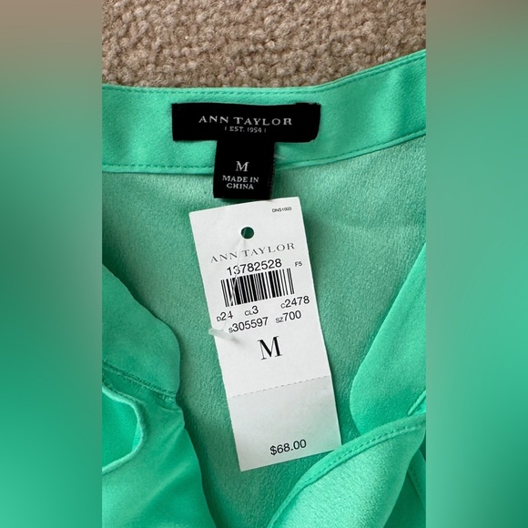 NWT Ann Taylor Green Dressy Blouse, Size Medium - Picture 4 of 4